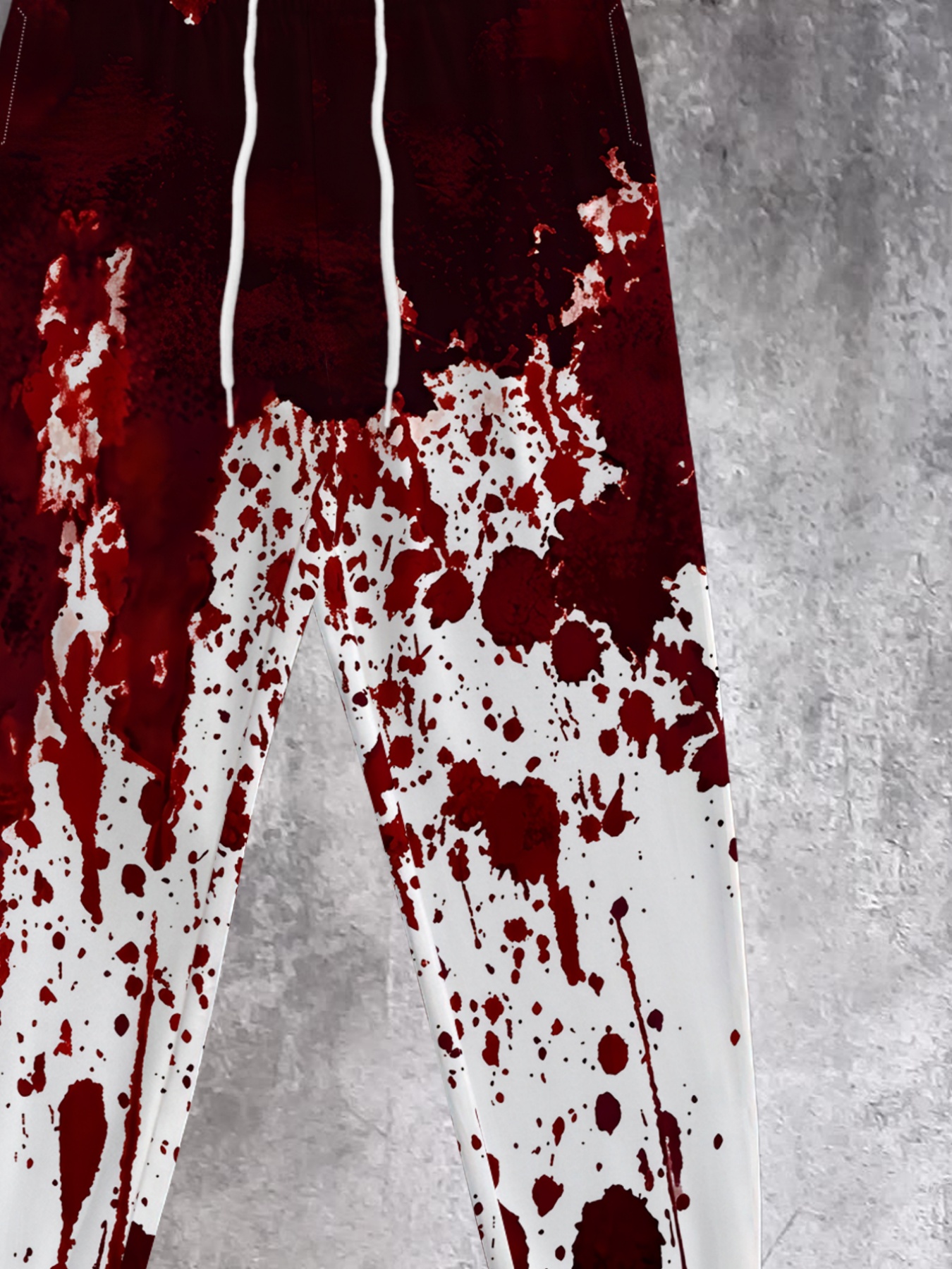 Men's Blood Splatter Print Sweatpants, Horror Themed